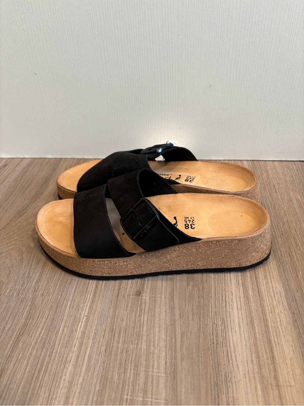 Birkenstock Black Cork Footbed Slide Sandals